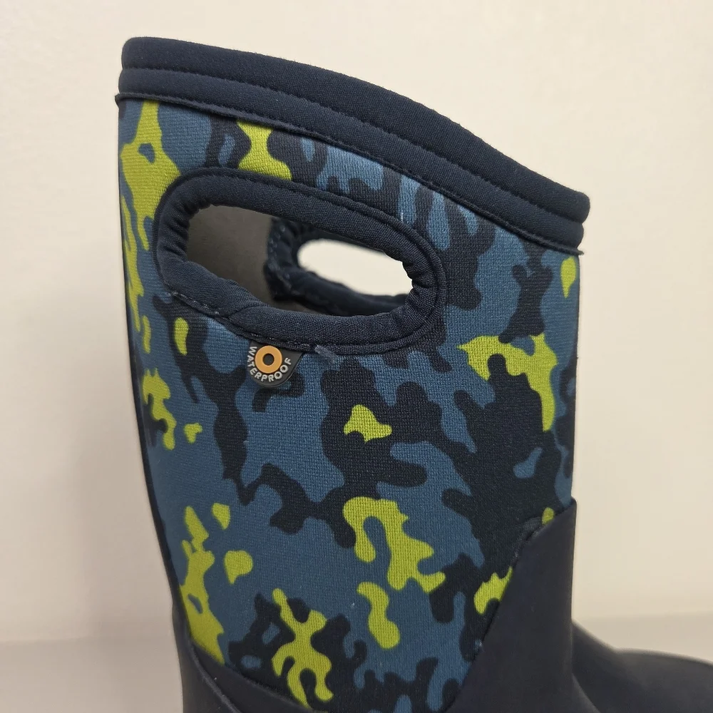 Bogs K YORK NEO CAMO Kids Blue and Green Camouflage Rain Snow Boots